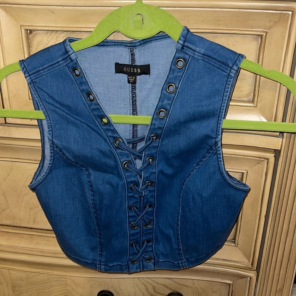 GUESS denim crop top